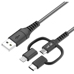 WalknTalk Premium 3in1 Charge & Sync Cable 1m