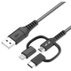 WalknTalk Premium 3in1 Charge & Sync Cable 1m