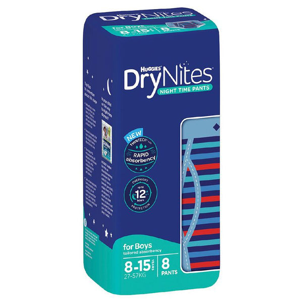 Drynites Night Time Pants For Boys 8-15 Years (27-57Kg) 8 Pack