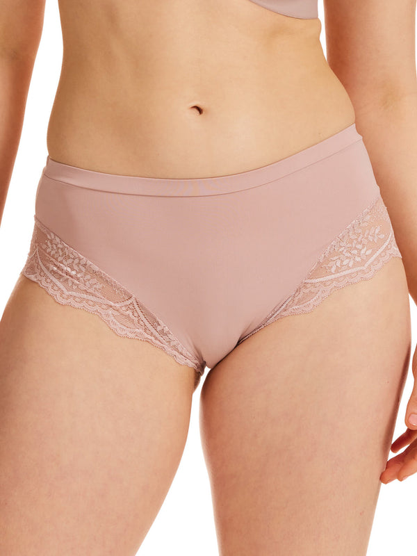 Kayser Recycled Microfibre & Recycled Lace Mid Rise Brief - Blush