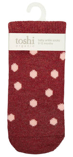 Toshi Jacquard Baby Socks Red with Dots 0 to 6 Months
