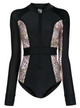 Duskii Long Sleeve Paddle Suit Black & Leopard Print