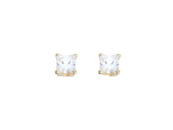Studex Sensation Nickel-Free Large Square Cubic Zirconia Earrings Gold Plated