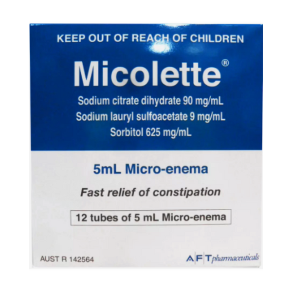 Micolette 12 X 5mL Micro-Enema Fast Relieve Constipation