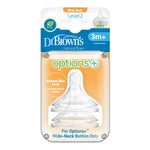 Dr. Brown's Options+ Wide Neck Silicone Teats Level 2, 2 Pack