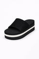 Indosole Womens Platform Slide Sandal Black and Sea Salt Stripe Size 6 to 7