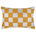Escape to Paradise Cushion Cover With Piping Check Gold White 35CM X 50CM