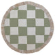 Escape to Paradise Round Placemat Coastal Fringe Check Sage 40CM