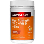 NutraLife High Strength Vit C + Vit D + Zinc 120t