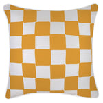 Escape to Paradise Cushion Cover With Piping Check Gold White 45CM x 45CM