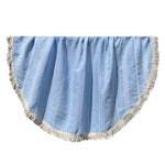 Escape to Paradise Round Bamboo Turkish Towel Blue Stripe