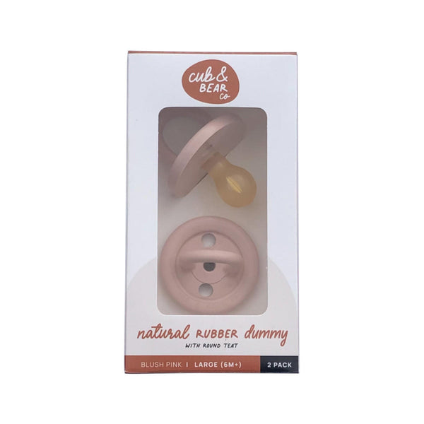 Cub & Bear Co Natural Rubber Dummy Round Teat Large (6+ Months) Blush Pink Twin