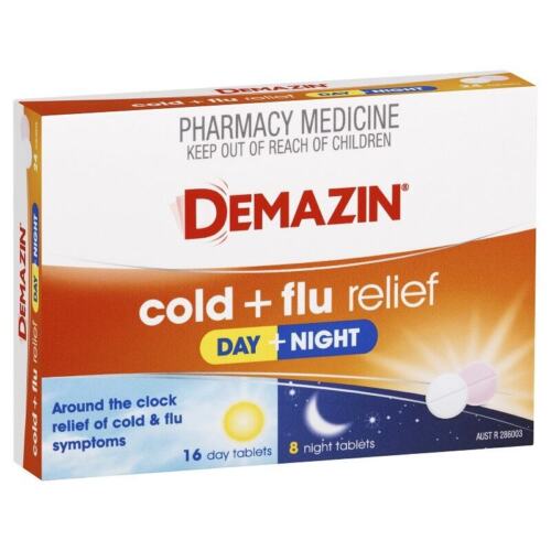 Demazin Cold + Flu Relief Day and Night Tablets 24 Tablets