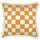 Escape to Paradise Cushion Cover Coastal Fringe Check Yellow White 60CM x 60CM
