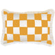 Escape to Paradise Cushion Cover Coastal Fringe Check Gold White 35CM x 50CM