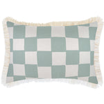Escape to Paradise Cushion Cover Coastal Fringe Check Seafoam 35CM X 50CM
