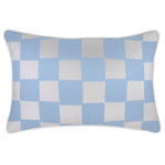 Escape to Paradise Cushion Cover With Piping Check Blue White 35CM X 50CM