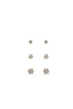 Earsense Gold Cubic Zirconia Trio 4,5,6mm Studs