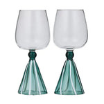 Ragni Wine Glasses With Teal Stem Set Of 2