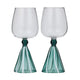 Ragni Wine Glasses With Teal Stem Set Of 2
