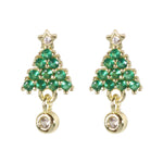 Wicked Sista Crystal Christmas Tree Stud Earrings Gold