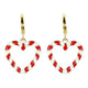 WS Heart Candy Cane Earrings Gold