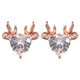Wicked Sista Reindeer Heart Stud Earrings in Rose Gold