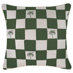 Escape to Paradise Cushion Cover With Piping Check Palm Kale 45CM X 45CM