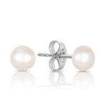 Wicked Sista Pearl Stud Earrings in Sterling Silver 5MM