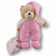 Huggable Toys Baby Bear Cuddles In Pyjamas With Rattle Soft Plush Toy Pink 25cm