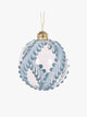 Intricate Piped Blue Fern Glass Christmas Bauble 10CM