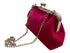 Handmade Hot Pink Velvet Clutch Purse with Floral Lining and Silver Chain