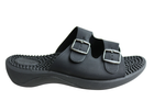 Homyped Womens Crest Massage Footbed Comfortable Slides Sandals Black 6