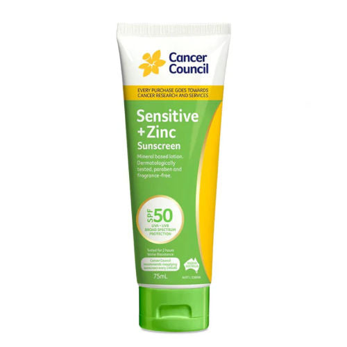 Cancer Council Sensitive + Zinc Sunscreen Spf50+ 75ML