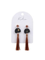 Kiki Midnight Tassel Statement Earrings Blue and Gold