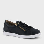 Homyped Lotti Zip Lace Women's Leather Comfort Sneakers Black C+/D Width Size 9