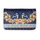 Lisa Pollock Pu Leather Card Wallet With Gold Logo Blue Wrens