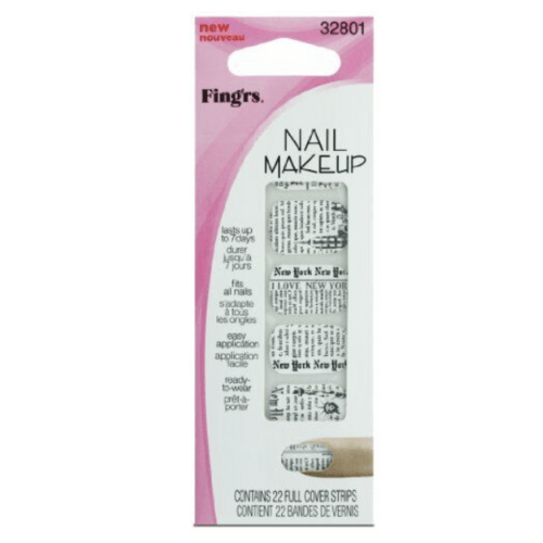 Fing'rs Nail Makeup Full Cover Strips New York Newspaper