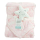 Soft Plush Baby Blanket Pink with Star Pattern for Crib and Stroller