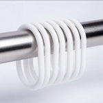 White Plastic Shower Curtain Rings Hooks 12 Piece