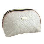 Lulu Grace Star Embossed Clam Shell Cosmetic Bag White