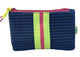 Ipsy Makeup Cosmetic Bag Mesh Blue Yellow Pink Stripe