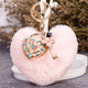 Key Chain Fluffy Heart Shaped Fur Ball Key Ring Pink Bag Hanging Decorative ZMS