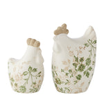 Willow & Silk Set/2 Ass Size Green Leaf Chooks 10.5x8x14.5cm/9x6x11.5cm