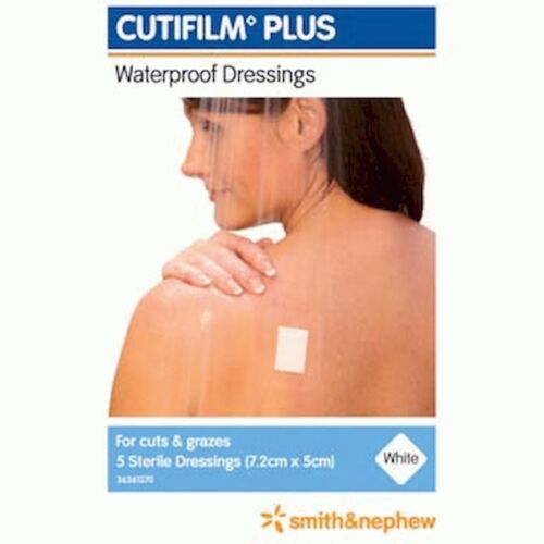 Cutifilm Plus White Waterproof Dressings 7.2cm x 5cm 5 Pack