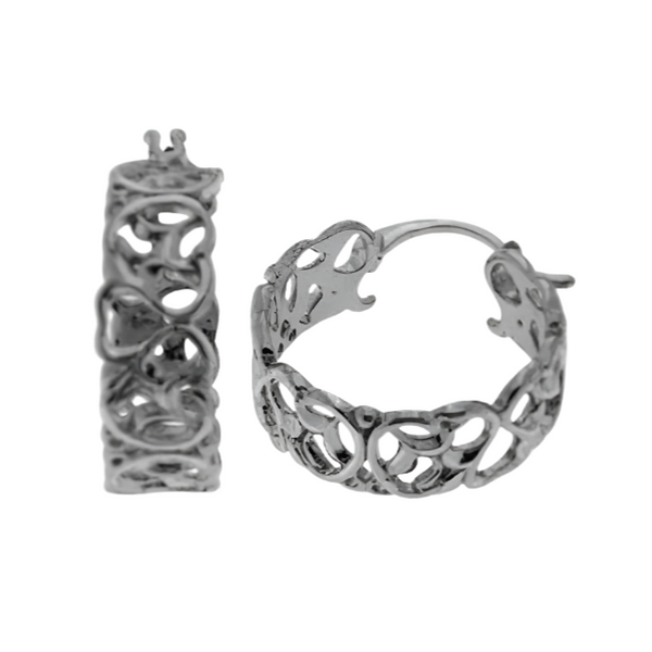 Rossan Filigree Hoop Silver Earrings 22mm FE4315